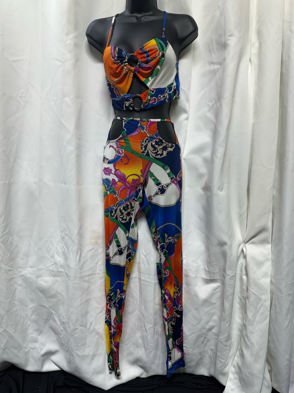KimCine Two Piece Set Halter top with cut out pants